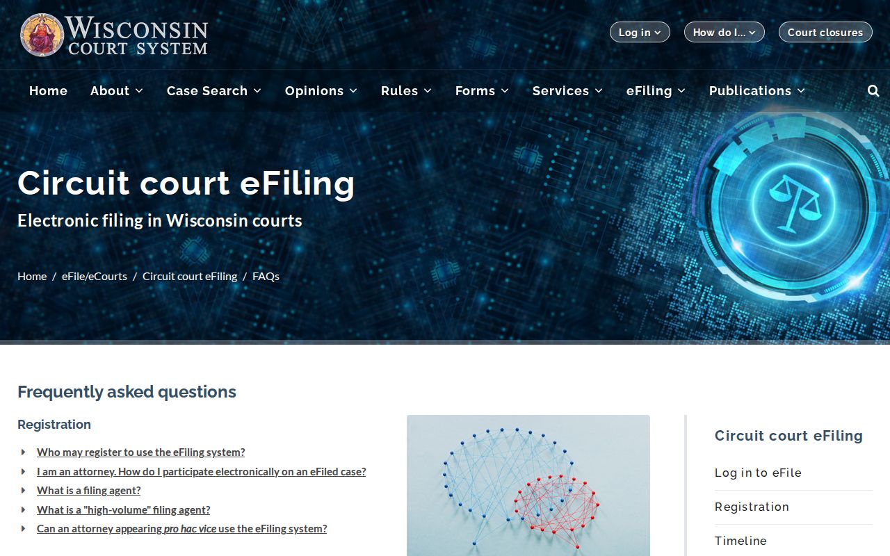 Rock County court record access limits in Wisconsin eFiling guidance