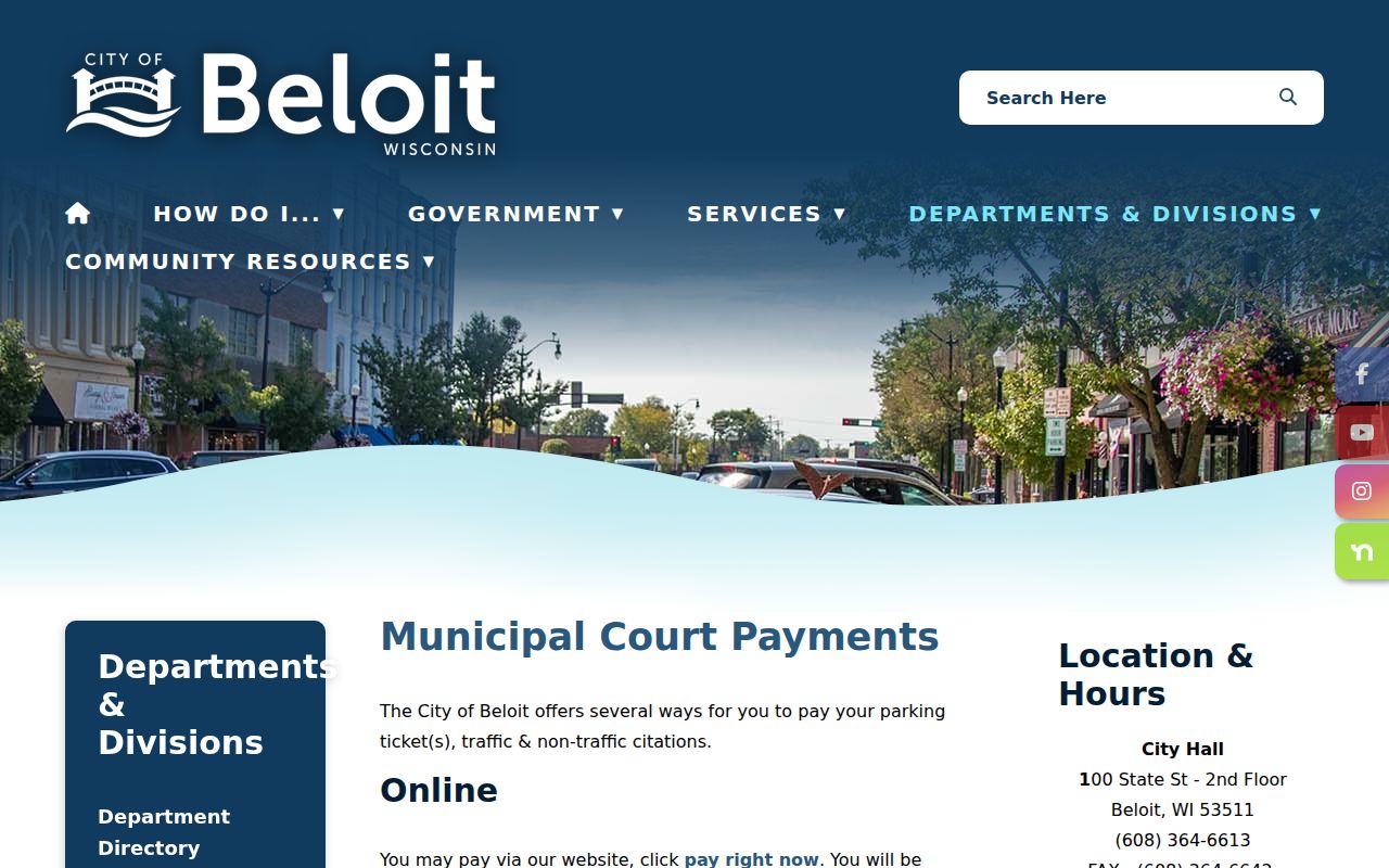 Beloit court docket payment routes and municipal instructions