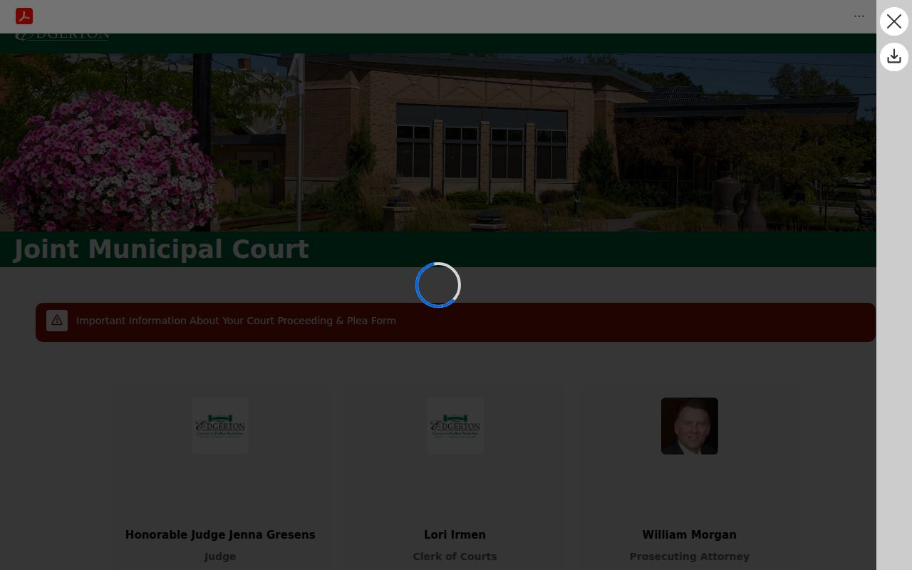 Edgerton court docket payment and plea directions